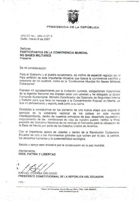 Oficio a los participantes